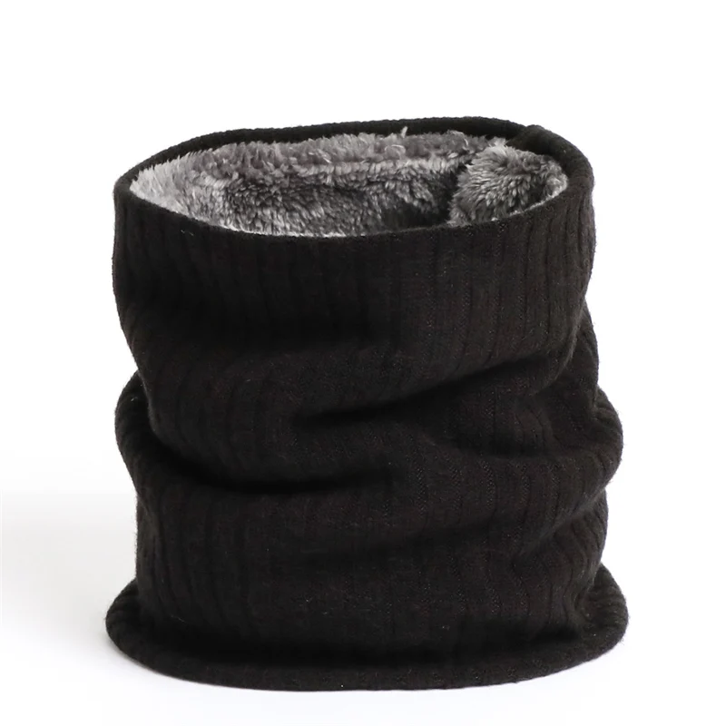 Enfärgad kashmirplysch varm vinterringhalsduk kvinnor män stickad helmask snood halsdukar bufanda tjock avgasrör_voghion.com