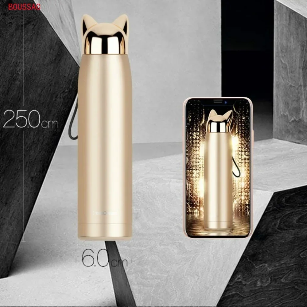320ml Vacuum Cup Thermos Water Bottle Stainless Steel Vacuum Flasks Cute Cat Fox Ear Coffee Tea Milk Travel Mug Drinkware T2I5727 From Andyt188, $17.89
