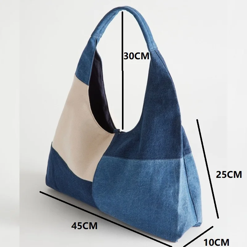 [ JEANS] Quilting Shoulder Bag ★大人気★ Patchwork Design Women Shoulder Bag 2024 Fashion Denim