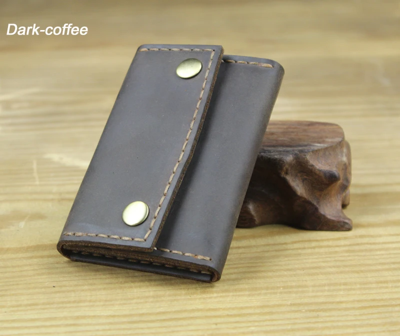 Luxury Handmade Crazy horse Genuine Leather Card Holder Men Card ID Holders Women Business Card Wallet Card Case Purse Bag Gift 3