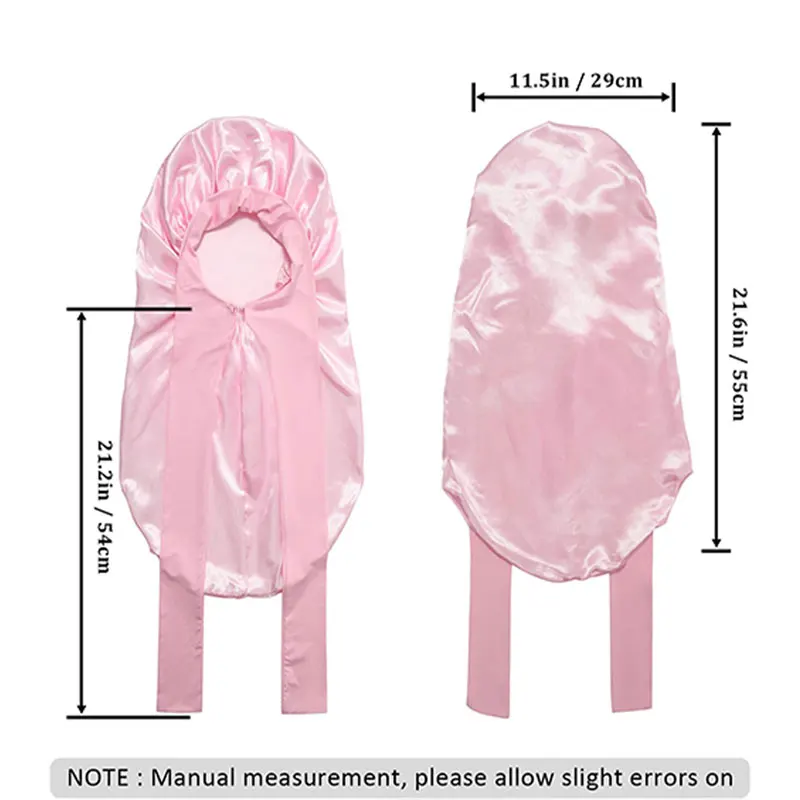 Kids Sleeping Cap Long Silk Bonnet Sleep with Tie Band Silk Hair Bonnets for Curly Natural Hair Bonnets for Girls Boys