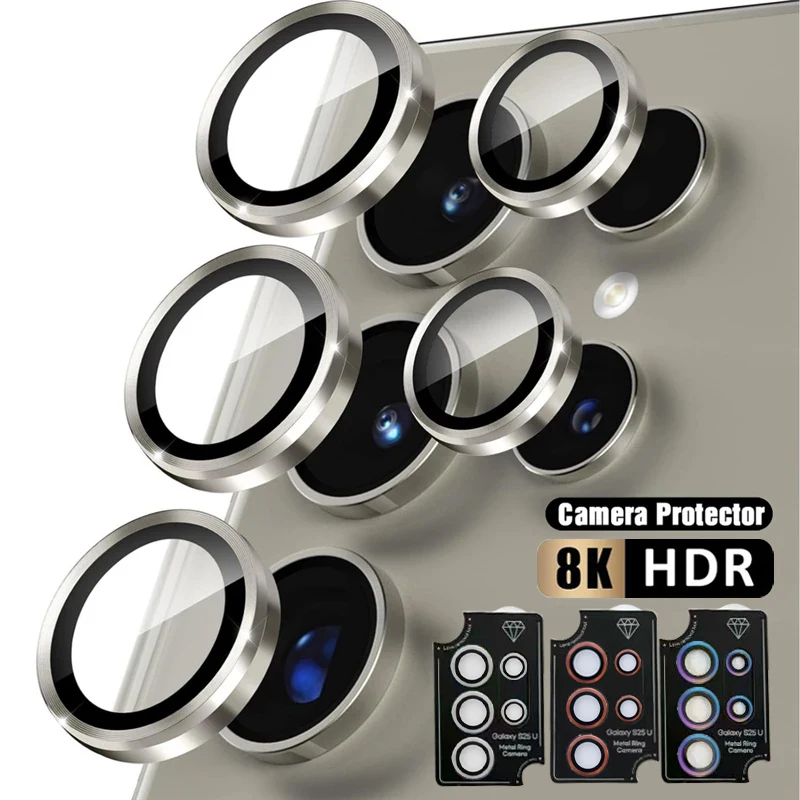 Metal Lens Ring Glass For Samsung Galaxy S26 S25 S24 S23 S22 Ultra Plus Camera Protection Cover 8K HD Tempered Glass Case Film
