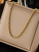 2 pièces mode 18K or 4MM corde torsadée chaîne collier Bracelets ensemble de bijoux pour homme femmes cadeau de vacances accessoires de mariage fête 4