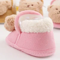 Winter Warm Newborn Baby Boy Girl Boots Cute Bear Soft Toddler Shoes First Walkers Anti-slip Booties Infant Fur Snow Boots 0-18M 5