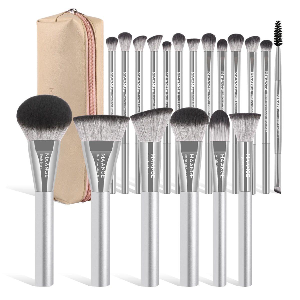 مجموعة فرش مكياج مكونة من 19 قطعة من MAANGE مع حقي...