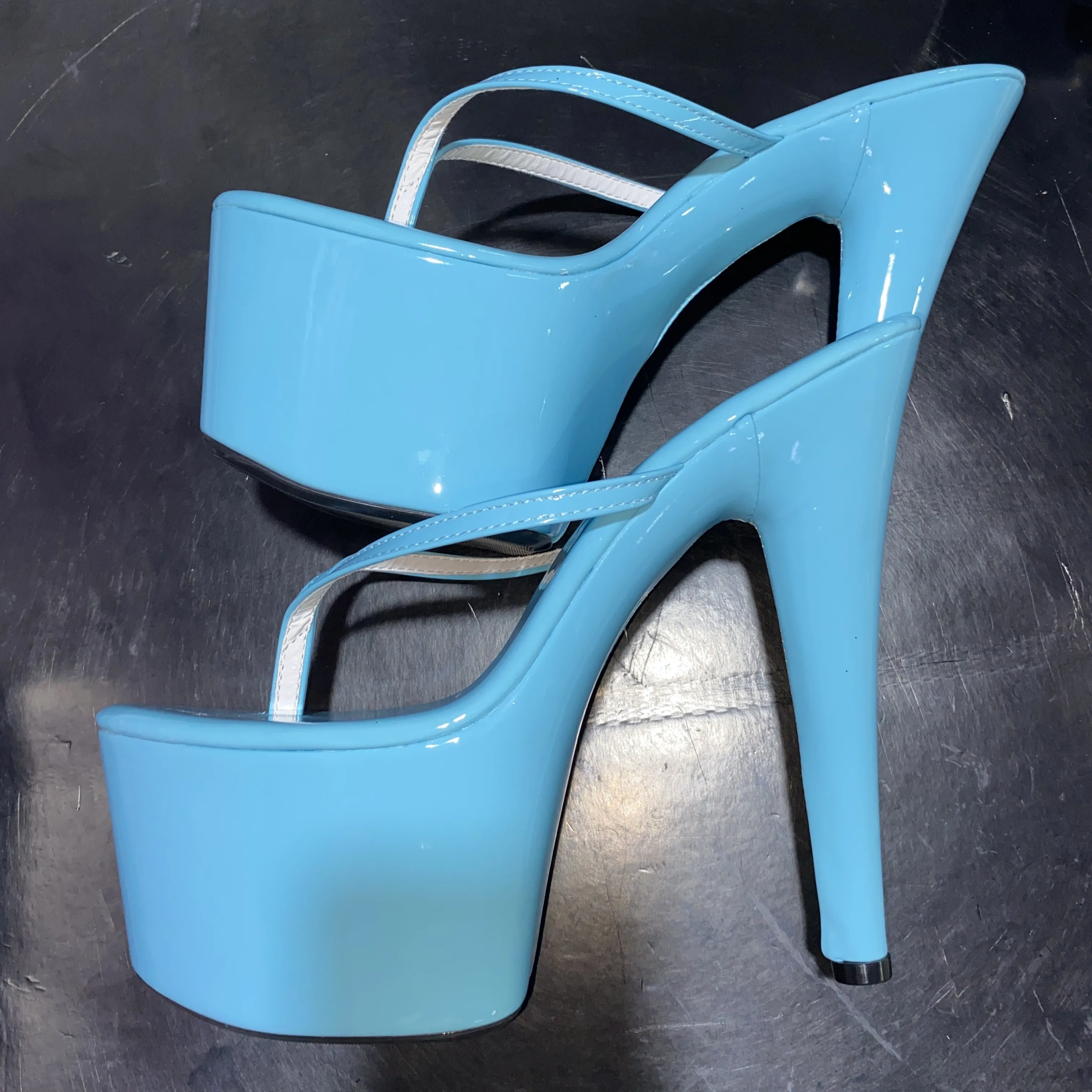 

Sky blue 8 inch fashion princess sandals, sexy model stage flip-flops, 20cm summer runway color can be customized dance shoes