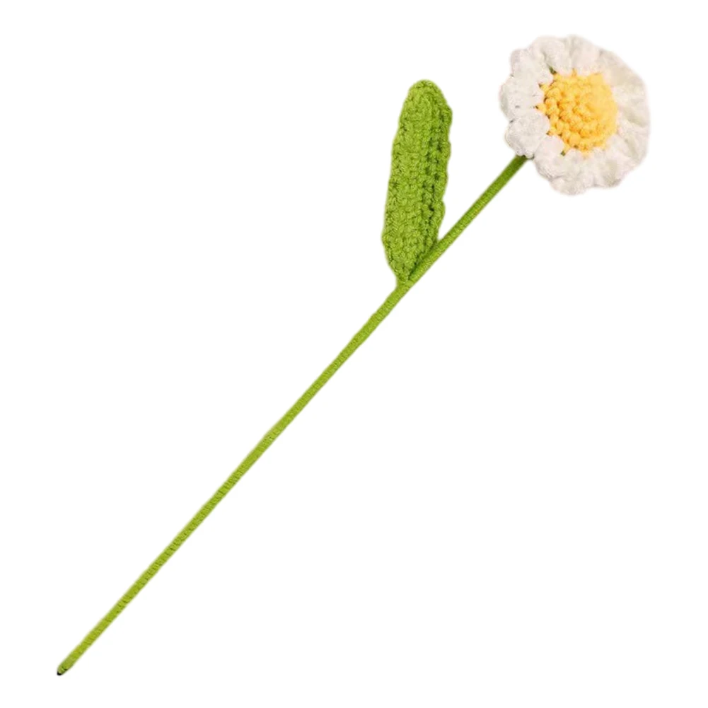 1pc Decorative Finished Artificial Daisy Flowers Hand-knitted Crochet Daisy Bouquet Wedding Handmade