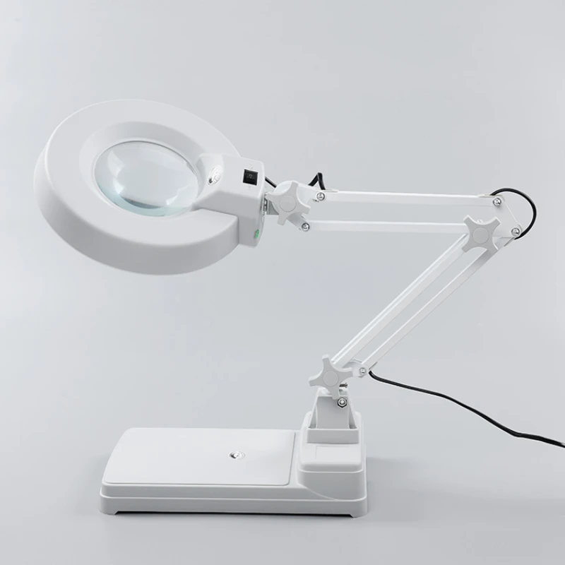 

5X 10X 15X 20X foldable table industrial magnifier desktop led magnifying lamp glass with stand