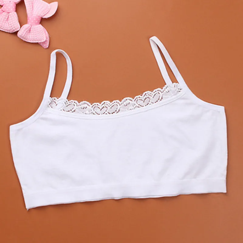 3pcs/lot Thin Strap Cotton Student Girl Summer Vest-style Small Sling Bra  7-15 Years