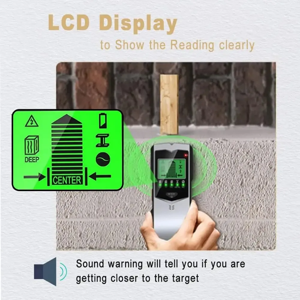 Stud Detector SH402 Wall Stud Finder Sensor 5 in 1 LCD Electronic Edge Center Wood Current Metal AC Live Wires Detection