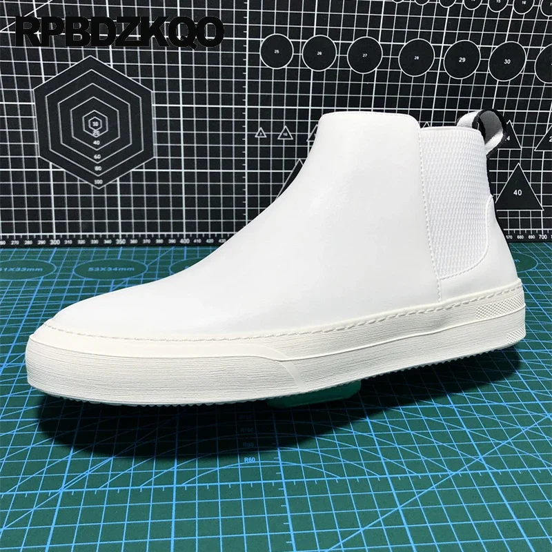 

Booties Athletic High Top Sneakers Flats Skate Shoes Sport Trainers Men Boots Chelsea Street Style Cow Skin Rubber Sole Slip On