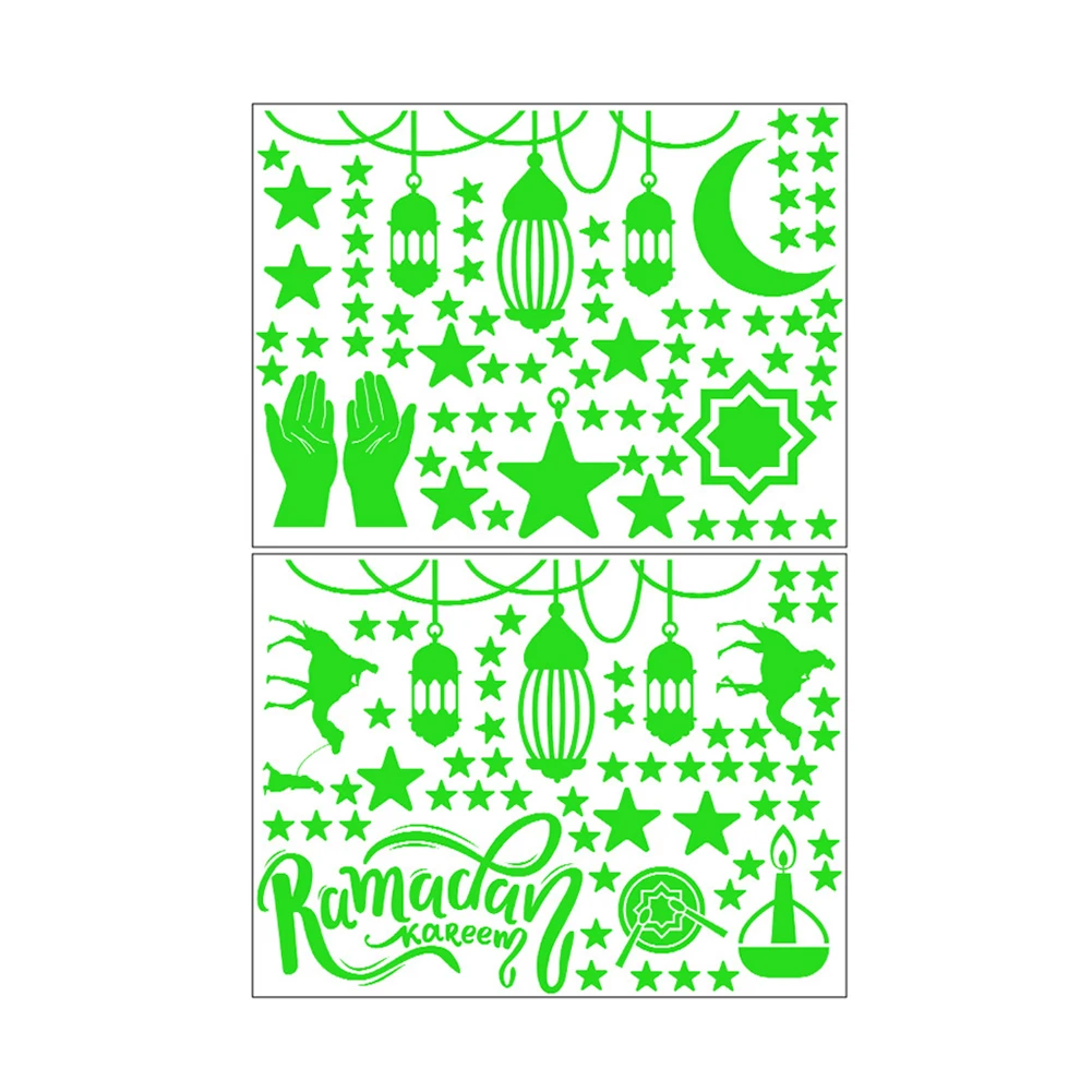 

Night Glow Wall Stickers Decorations Easy To Use Eid Mubarak Ramadan Decor Green Wall Decor Stickers Waterproof