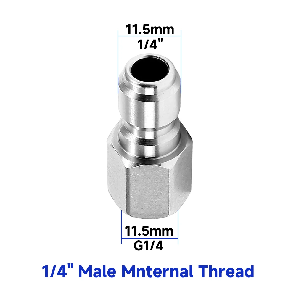 Stainless Steel Quick Connect Pressure Washer Coupler - 1/4 Inch Male & Female Threaded Accessories