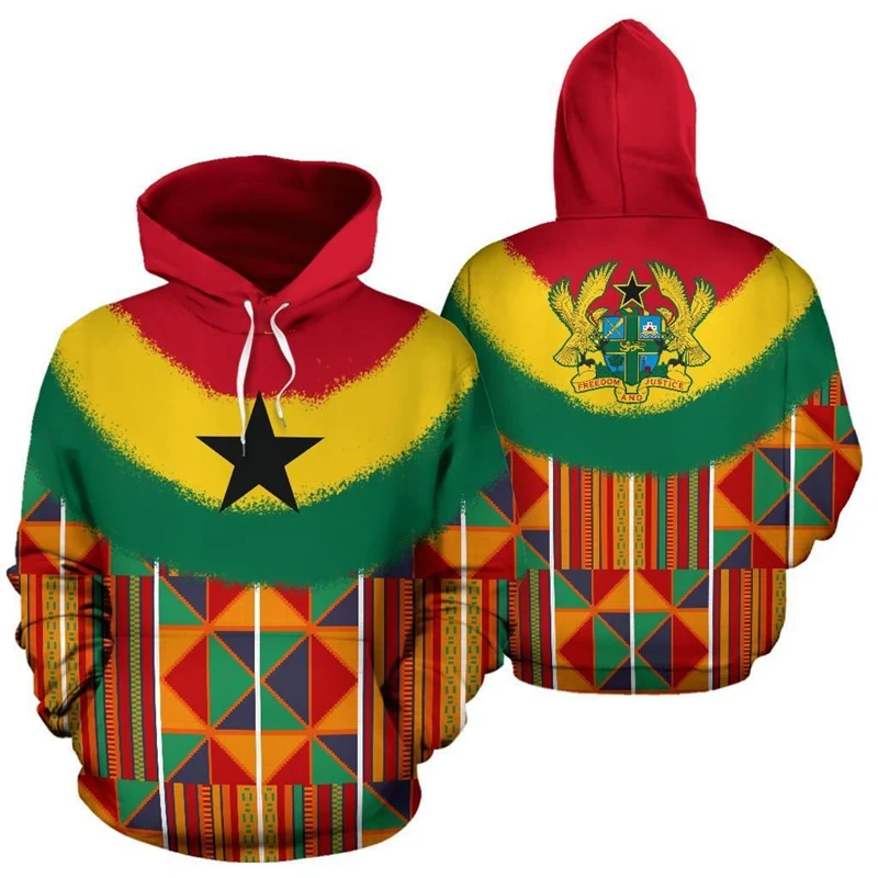 

Ghana Flag Map Graphic Sweatshirts GHA National Emblem Hoodies For Men Clothes Africa Boy Hoody Casual Male Tracksuit Jersey Top