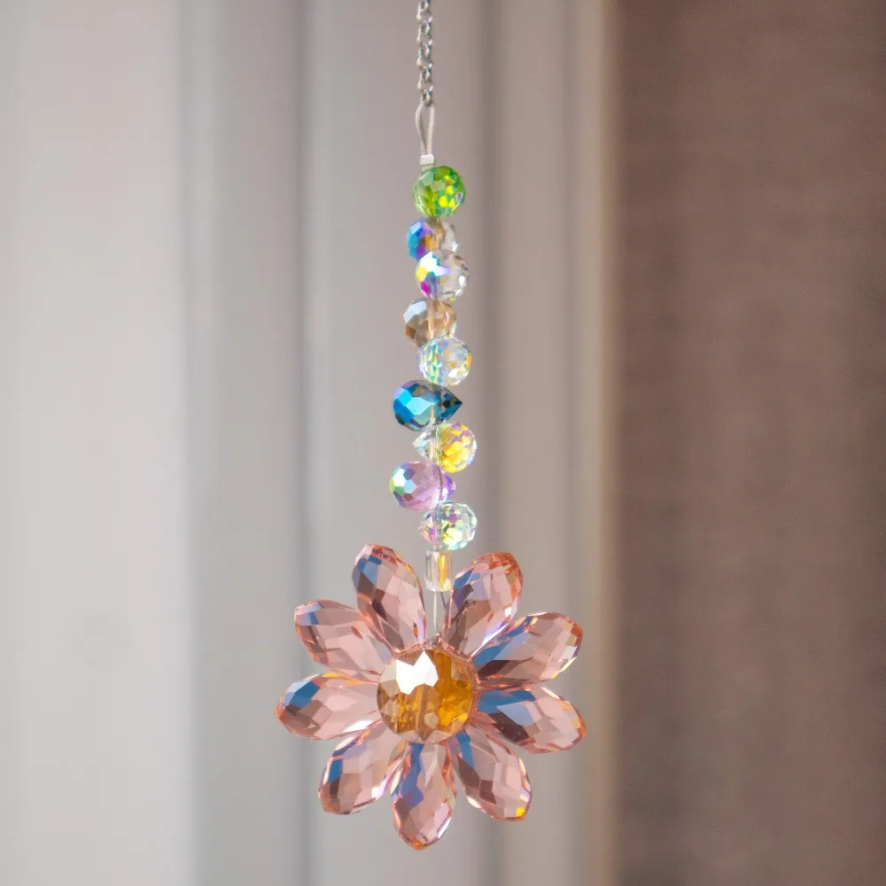 6 Color Glass Crystal Pendant Sun Catcher Ornament
