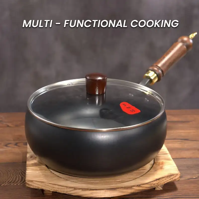 Cast Iron Skillet  Pot - Easy Cook Keep Warm Stir Fry Boil Simmer