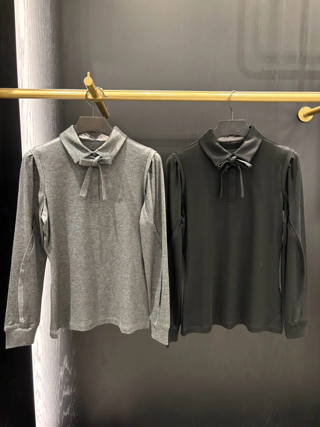 New early spring golf long sleeves shirt for women ladies casual bowknot cute elegant stretch smooth apparel clothes top