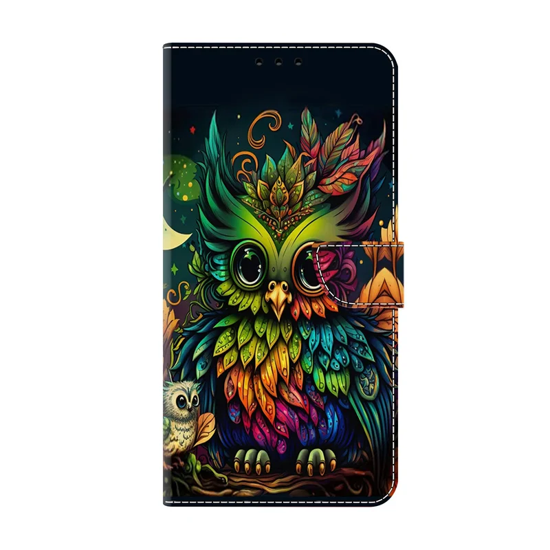 3D Flower Painted Leather Wallet Phone Case with Card Slot