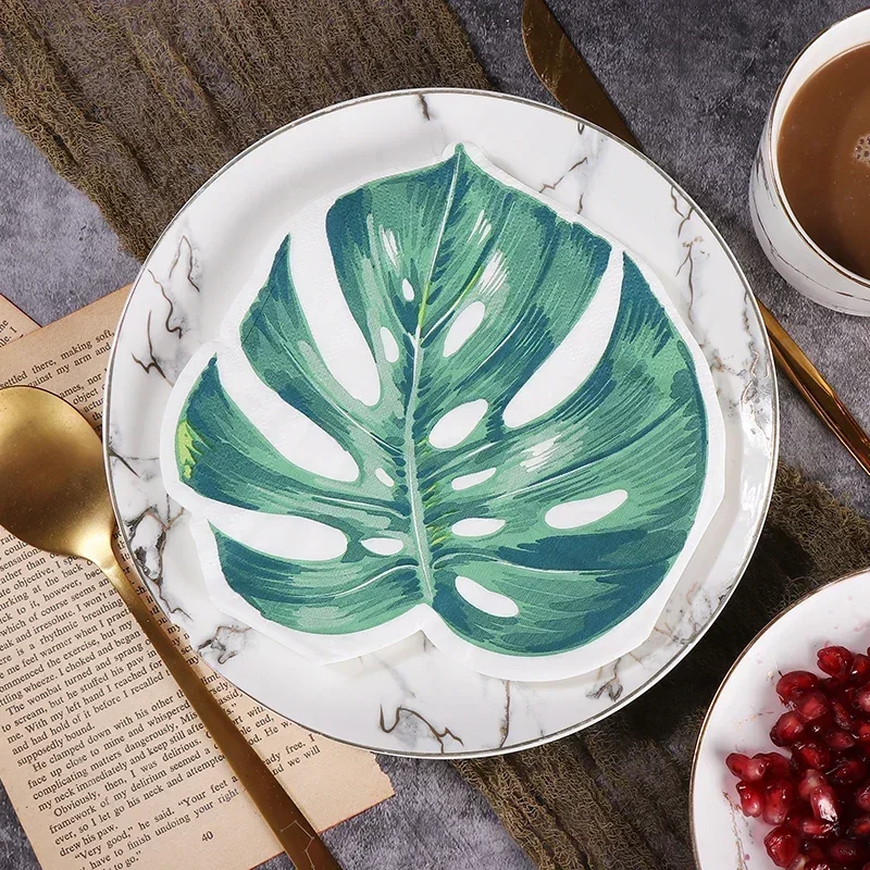 20pcs/pac 2-Ply Shaped Turtle Back Leaf Printing Paper Napkins Cut Edge Color Napkins Paper Placemat Party Decoupage paper napkins disposable paper placemats
