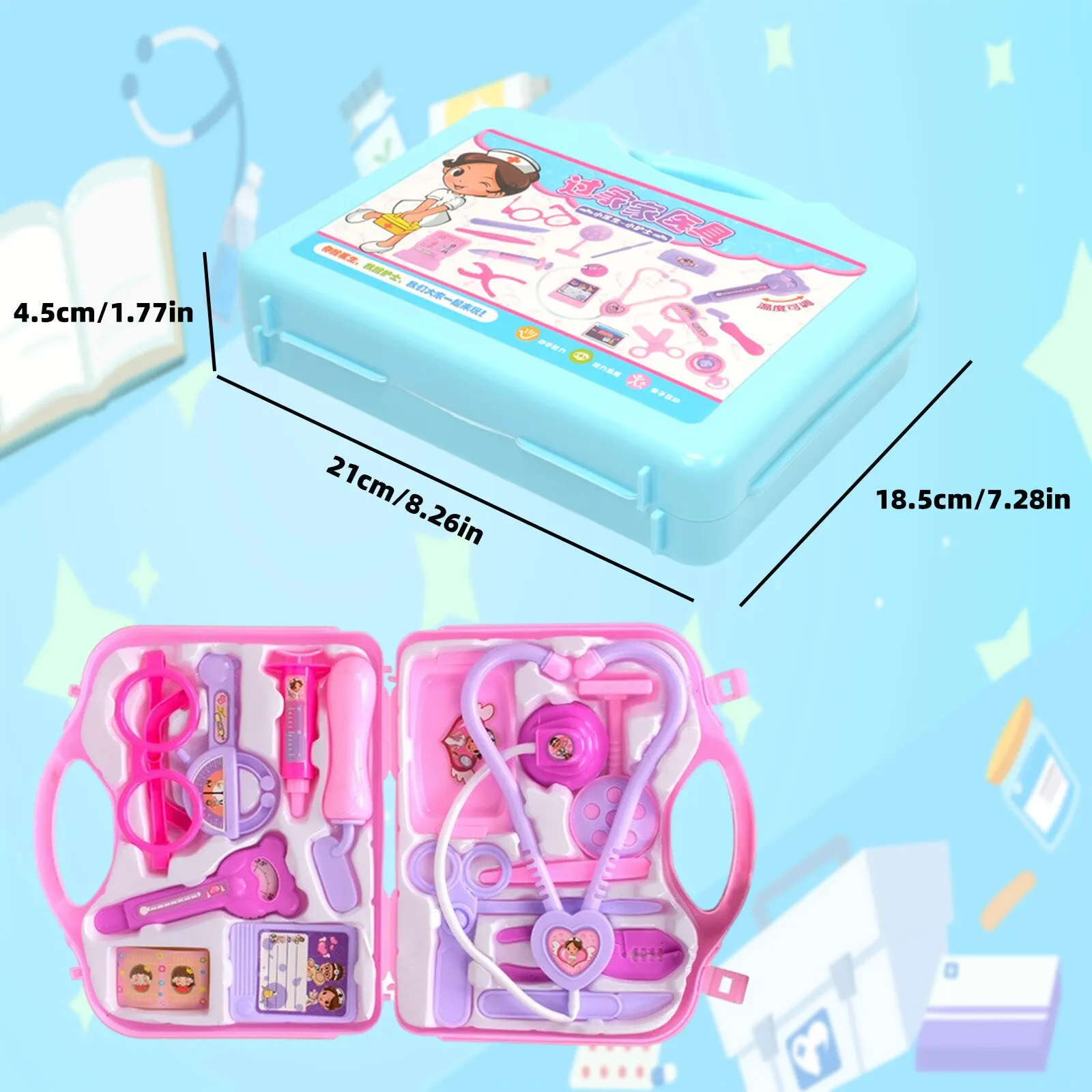 15PCS Multifunctional Medical Tool Box Portable Suitcase Simulation Family Doctor Nurse Pretend Play Set Kids Educational Toy 6