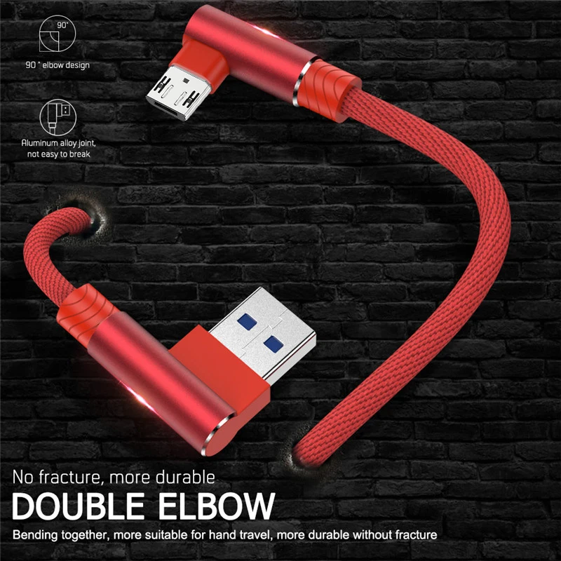 Fast Charging USB Micro Cable with 90-Degree Elbow Design
