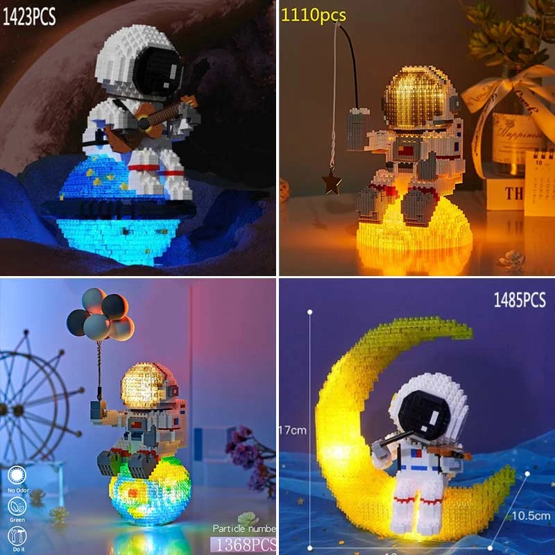 Hot Micro Rocket Building Blocks Space Moon Satellite Astronaut Diamond