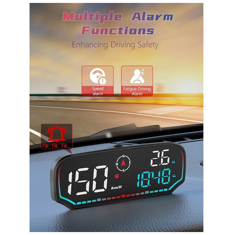 NEW-G14 Car Head Up Display Car HUD Speedometer Overspeed Alert Head Up Display Fatigue Driving Alarm