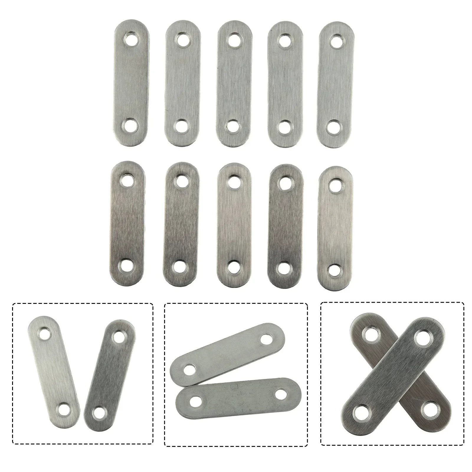 10Pcs Corner Brackets Stainless Steel Straight Repair Joining Mending Flat Plate Bracket Support Furniture Cabinet Joint stainless steel angle bracket,furniture hardware,angle bracket,angled furniture hardware