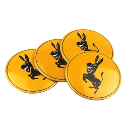 4PCS 56MM Humorous Donkey Car Wheel Center Cover Stickers Hub Cap Decals (YELLOW)