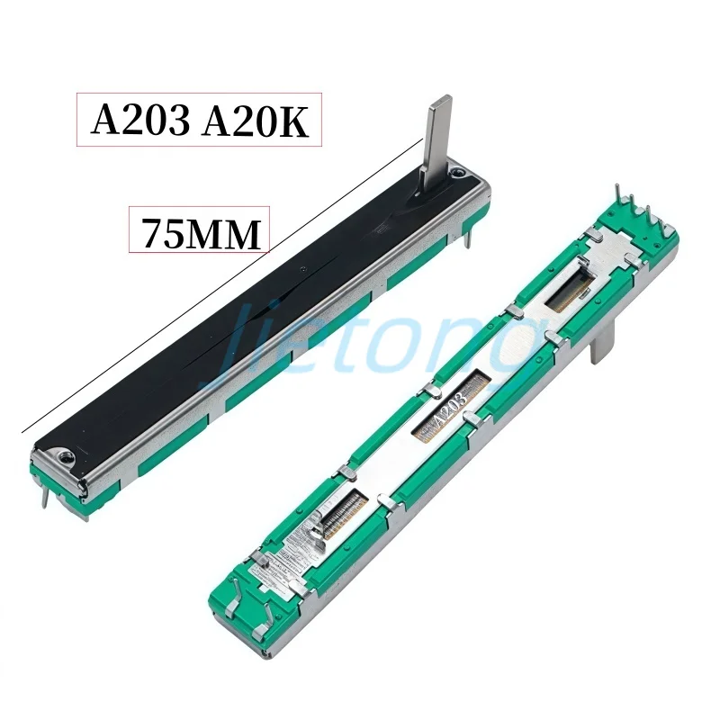 1pc A103 B103 10K Ohm 75mm Straight Slide Liner Potentiometer Mixer Fader Variable Resistors Dual Channel Fader Dimming Tuning