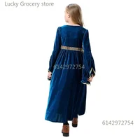 Robe médiévale Cosplay d'halloween pour enfants, Costume de palais rétro, spectacle de bal Noble, manches évasées en daim, déguisement de carnaval 3