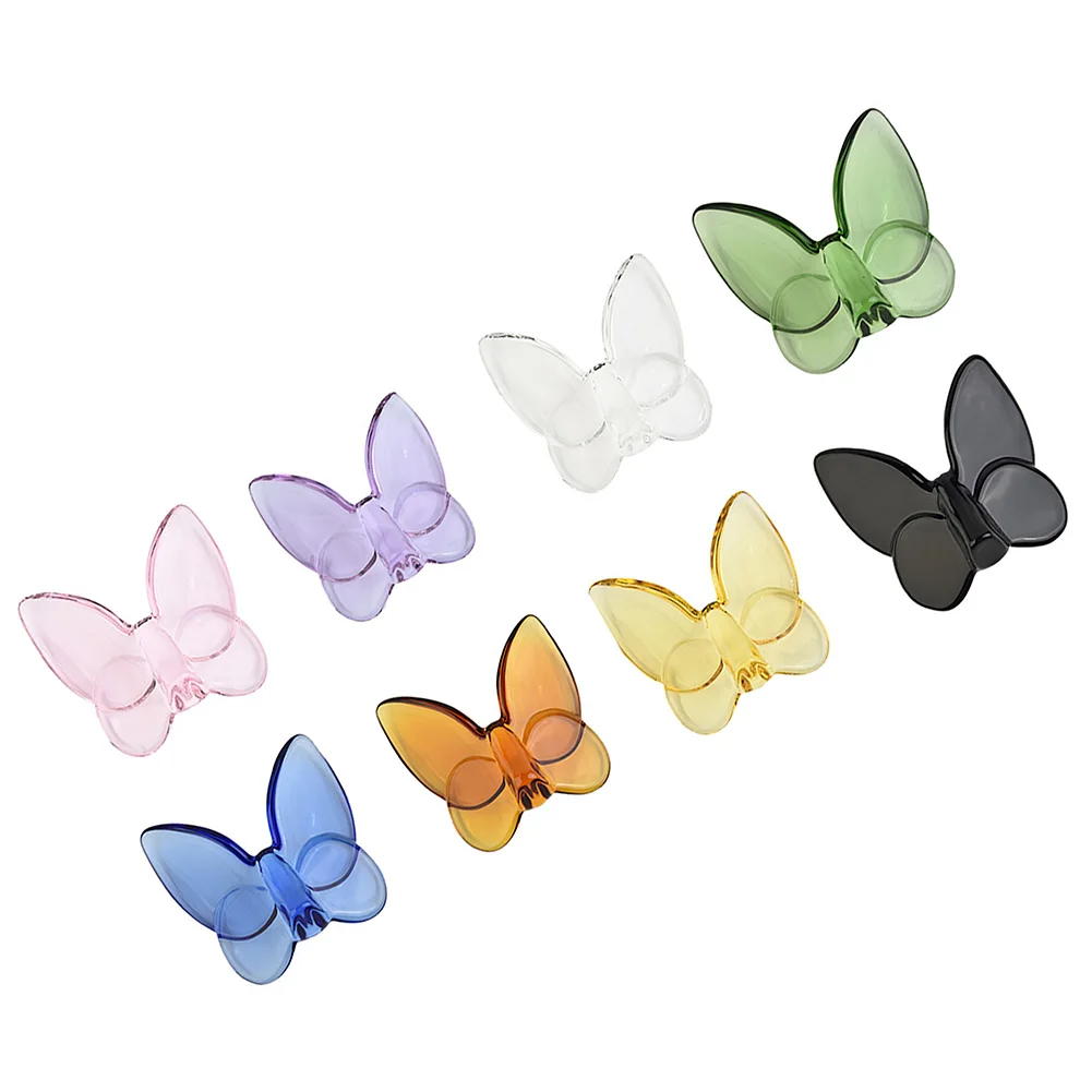 Glass Crystal Lucky Butterfly Ornaments Nordic Colored Glaze Butterfly Decoration Vibrantly Bright Color DIY Wedding Party Gifts