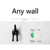 4Pcs Nordic Plastic Dog Tail Hooks with Screws Adhesive Tape Wall Mounted Key Hanger Hat Coat Decoration wholesales 2