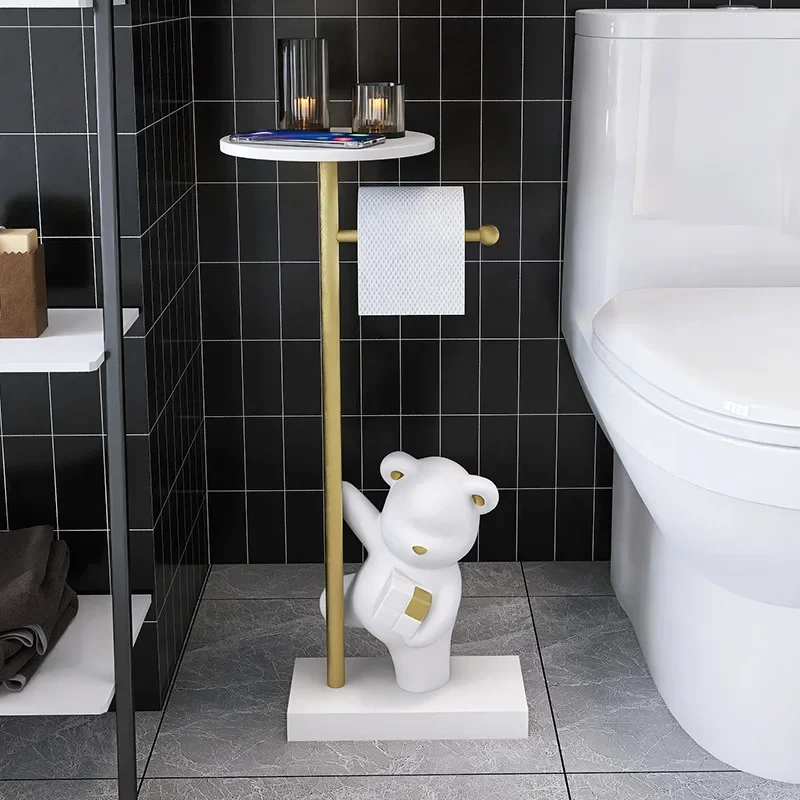 

Home Decor Bear Statue Storage Rack Toilet Floor Tissue Holder Living Room Large Sculpture Interior Figurine Tray Ornament