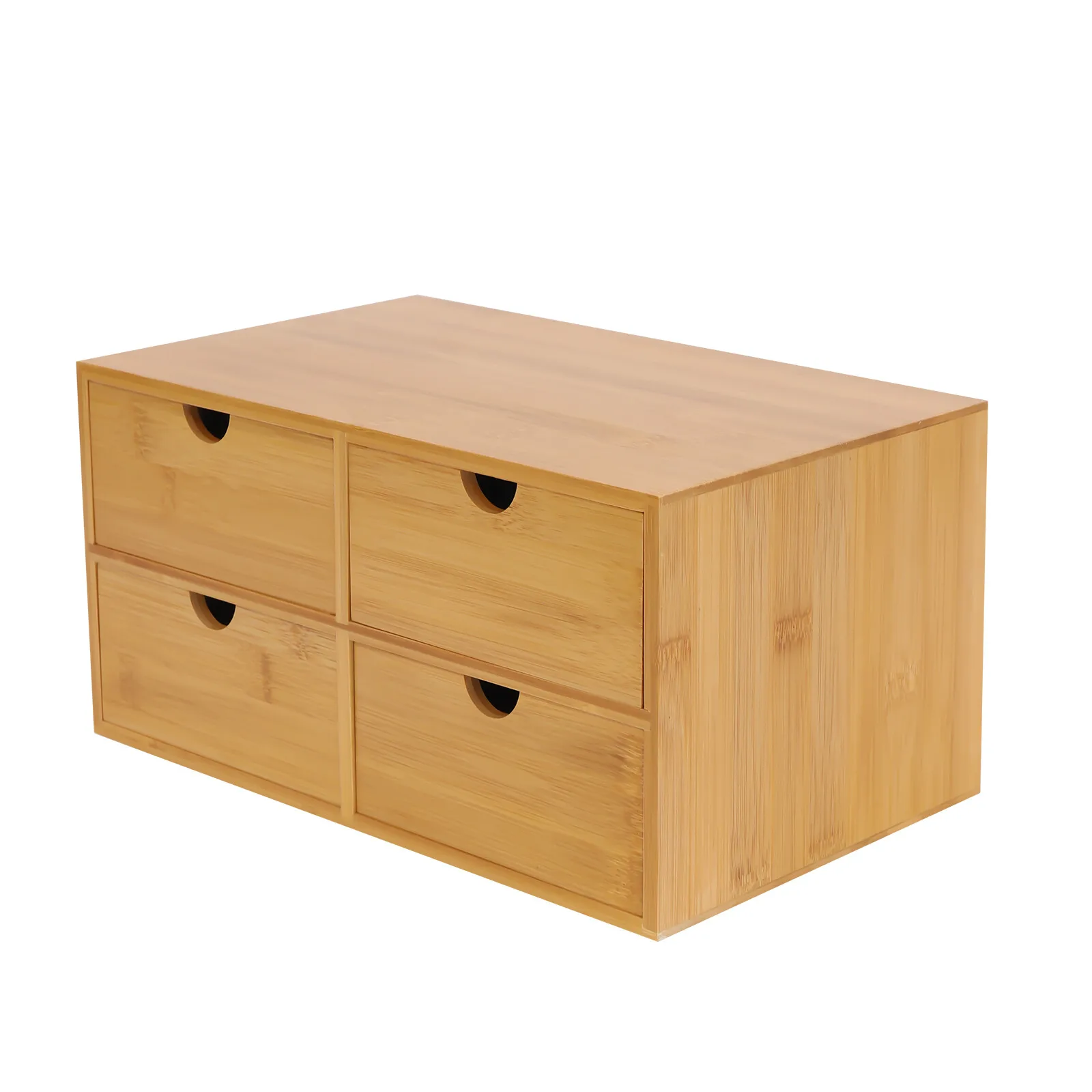 Elegant Bamboo Desktop Organizer with 4 Drawers Space-Saving Eco-Friendly Easy To Clean Perfect for Office & Home Use