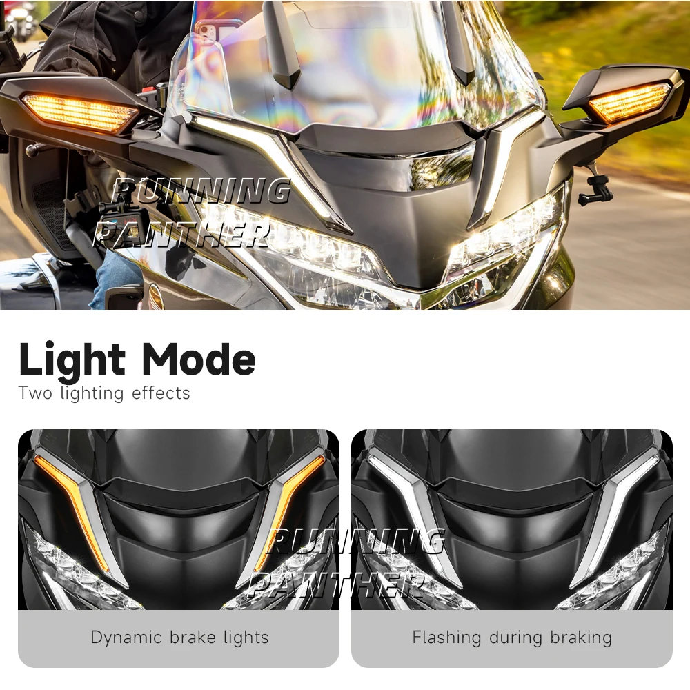 Motorcycle LED Lights Motorcycle Accessories Motorcycle Strike Windshield Trim Lamp Turn Signal Brake LED Light For Honda Gold Wing GL 1800 GL1800 Tour DCT Airbag