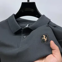 Chemises polo pour hommes en coton pur, grande taille, manches courtes, col rabattu brodé, t-shirts décontractés pour hommes, été 5