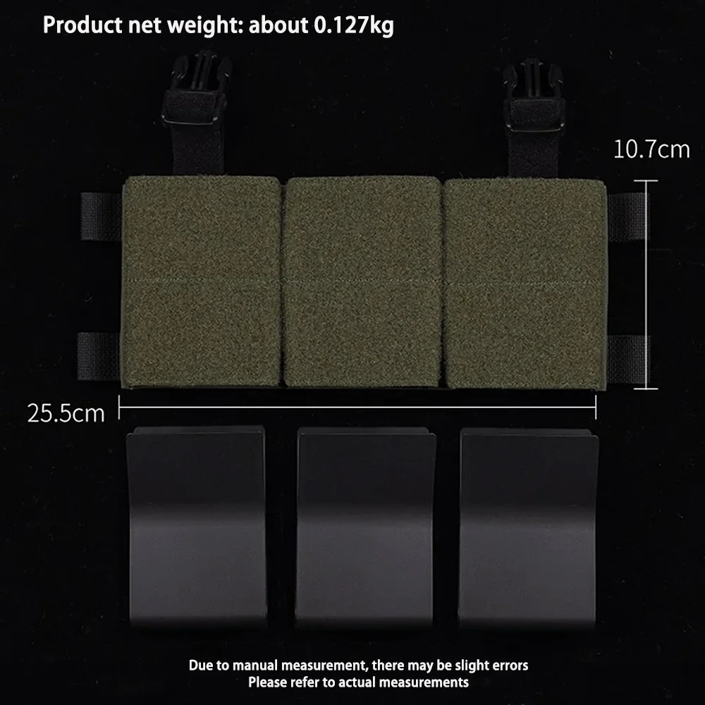 Dreifach-Tasche 5.56/7.62 Panel Offener Halter für Airsoft-Weste Plattenträger Zubehör mit Hakenrückseite – Detail 12