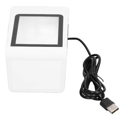 Advanced Desktop Barcode Scanner with Voice Prompts and Auto Identification, USB Wired QR Reader (WHITE)