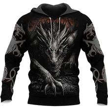 Moda primavera e outono hoodie masculino rua harajuku selvagem solto super dalian hat camisola 3dviking estampado padrão camisola masculina