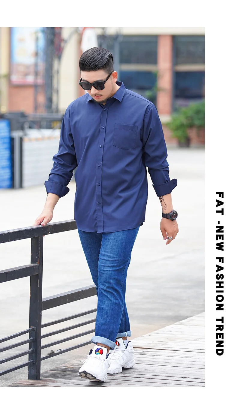 Männer Hemd Casual Oversize Langarm Plus Größe 6XL 7XL 8XL 10XL 12XL Formale Fashion Solid Schwarz Weiß Rot Retro Dropshipping – Detail 3