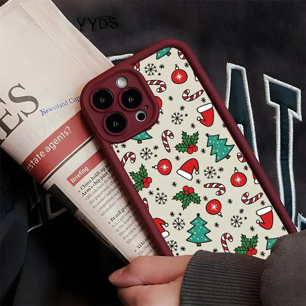 thumbnail image 1 of Funda de teléfono de Año Nuevo de Navidad para IPhone 16, 14, 13, 15, 12 Mini, 11 Pro Max, X, 7, 8 Plus, protección de lente de cámara, cubierta de silicona suave, 1 of 5