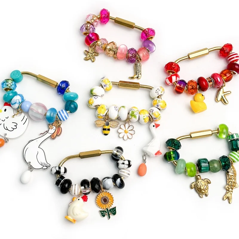 Colorful Beaded Charm Keychain Accessory