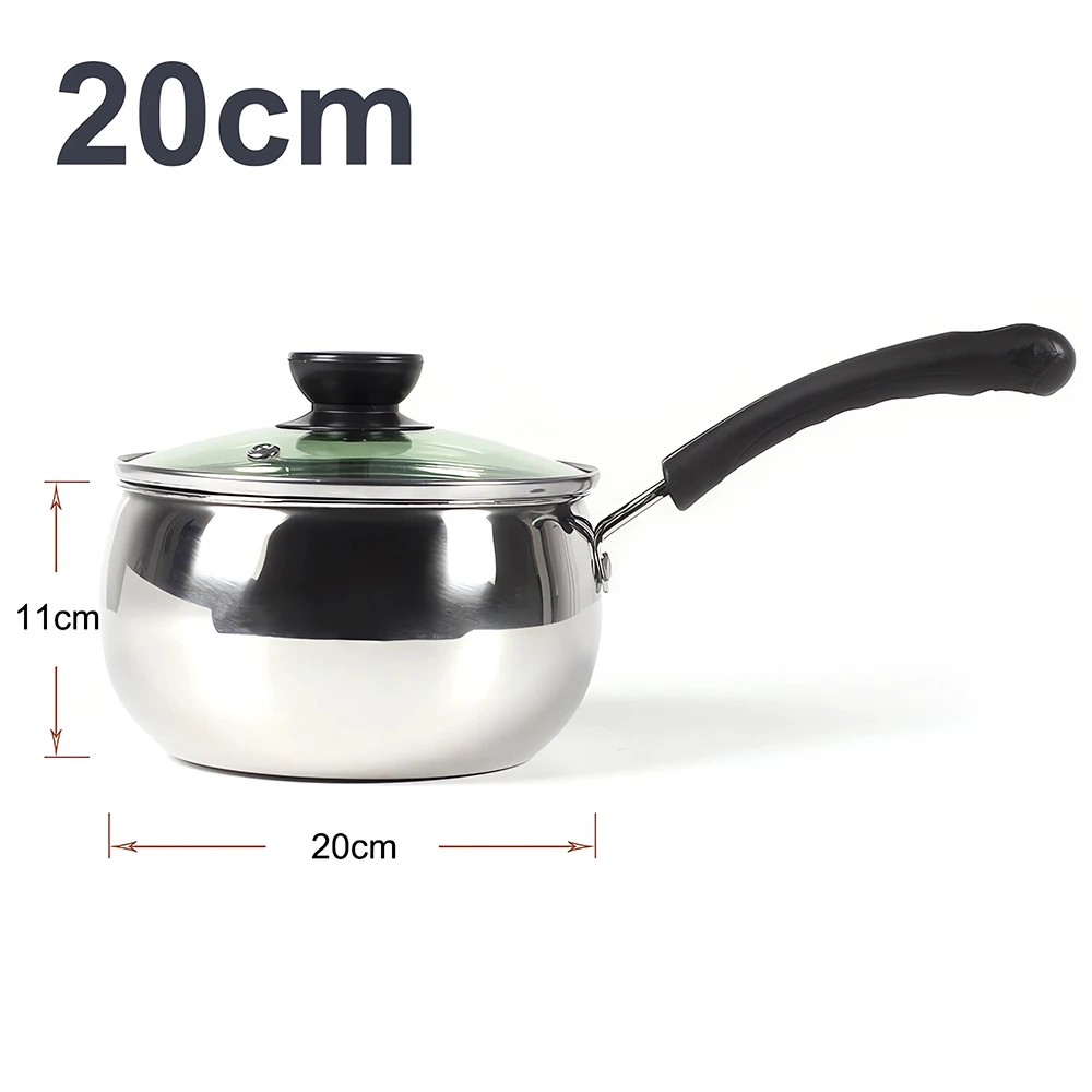 3-teiliges Edelstahl-Kochtopf-Set, Milchtopf mit Griff, Suppentopf zum Kochen, 16/18/20cm, 1,1L-2,3L, Hitze-/Kältebeständig – Detail 1