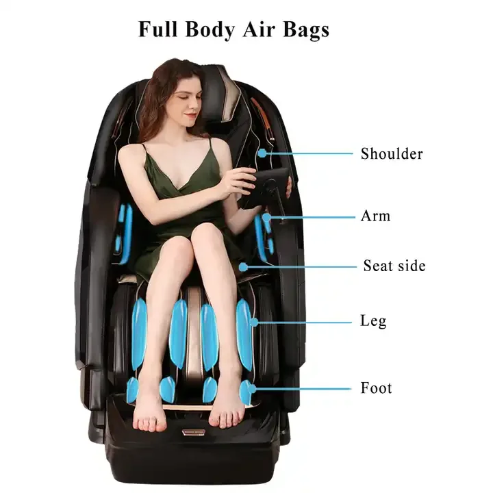Massage Chair 4D with Atmosphere Light Full Body Massage with Voice Control Heating LCD Remote Control Foot Roller Chair