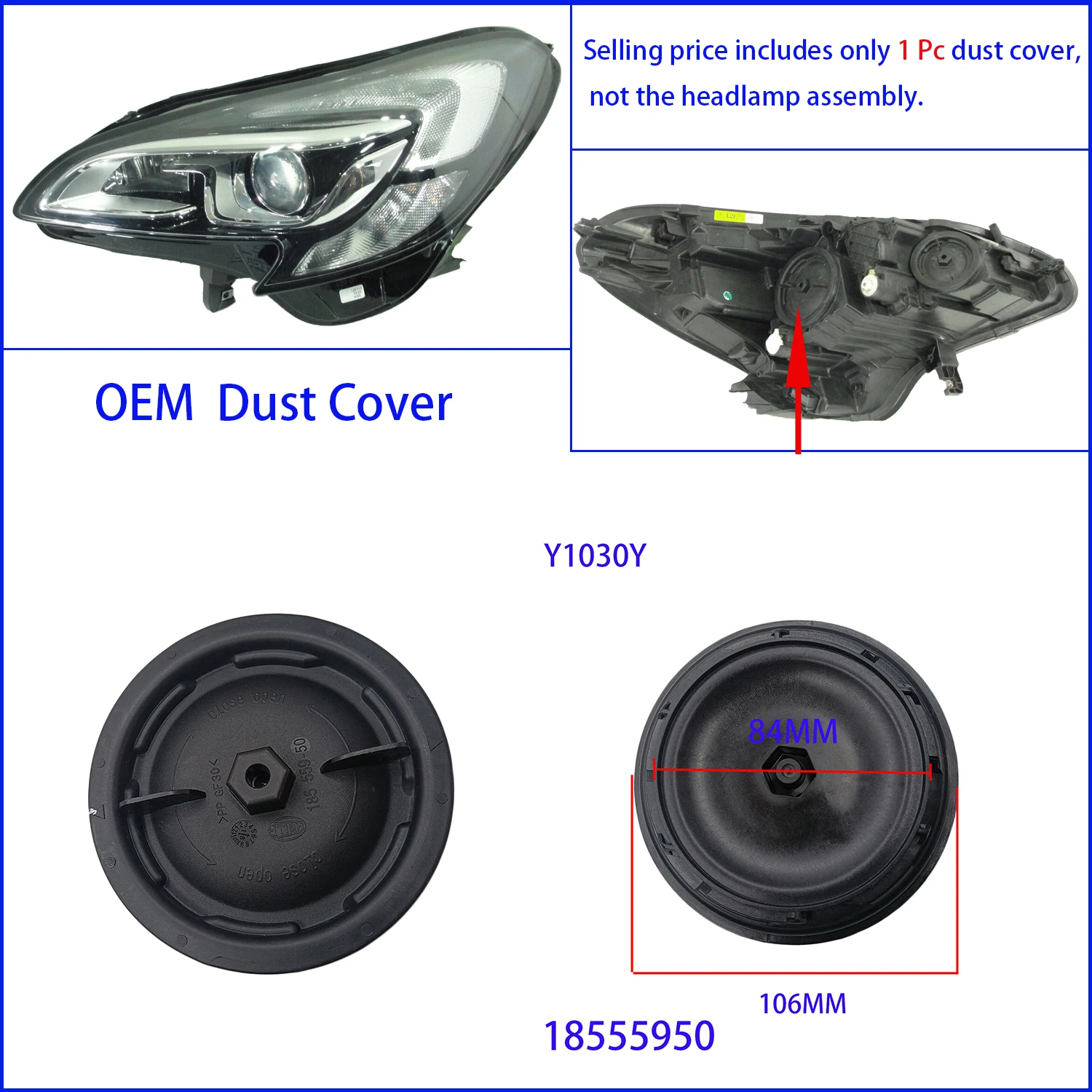 LEDBulbExtendedPlugDustcoverForOpelVauxhallCorsaDEF