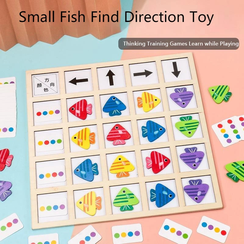 

Children's early education puzzle direction cognitive color matching fun little fish finding direction wooden puzzle block toys