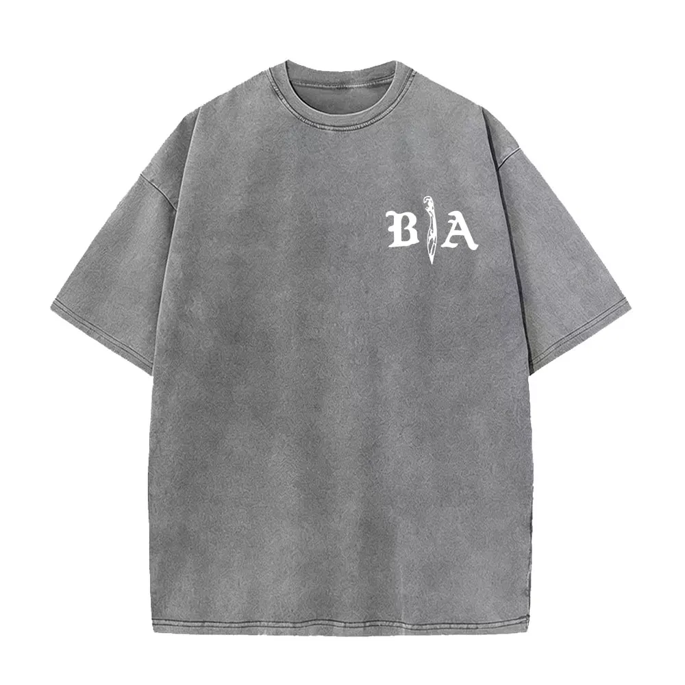 Gewaschenes Vintage Brothers in Arms Live Hard Die Once T-Shirt mit doppelseitigem Druck für Männer und Frauen, lässiges Retro-Baumwoll-T-Shirt, Streetwear