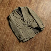 Men's Tweed Norfolk Jacket Safari Style Vintage England Suit 2