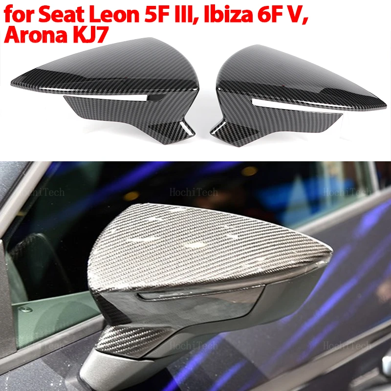 

Carbon Fiber Black Side Wing Rearview Mirror Cover Cap For Seat Leon Lion 5F III Ibiza 6F V KJ1 Arona KJ7